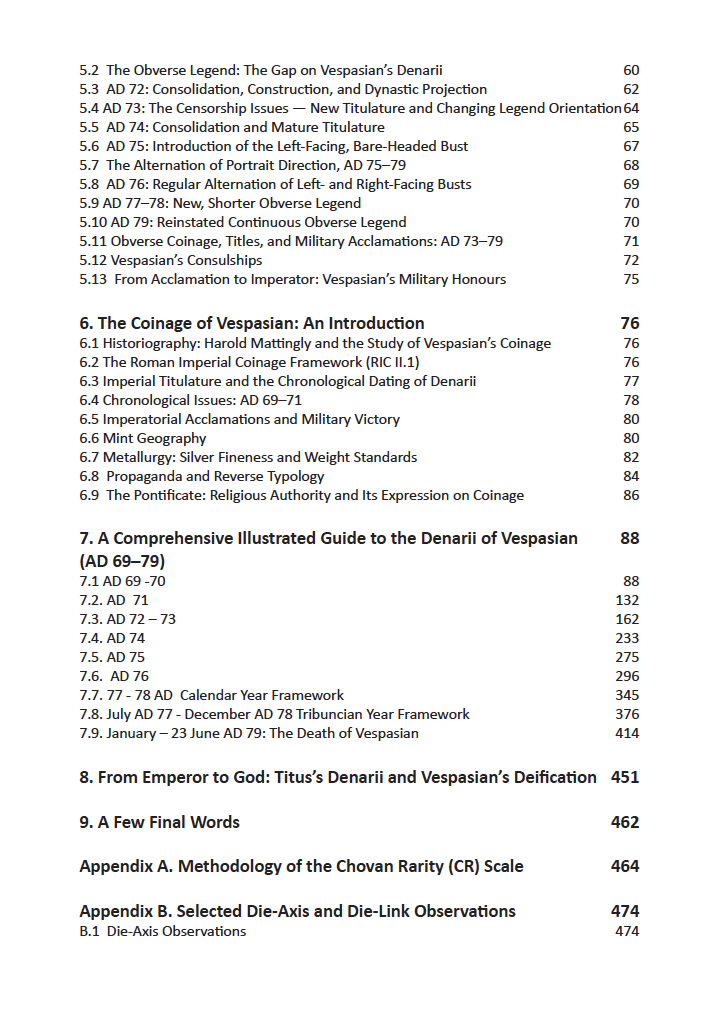 Table of contents, page 2: Chapters 5 through 9, and the start of Appendices A and B.