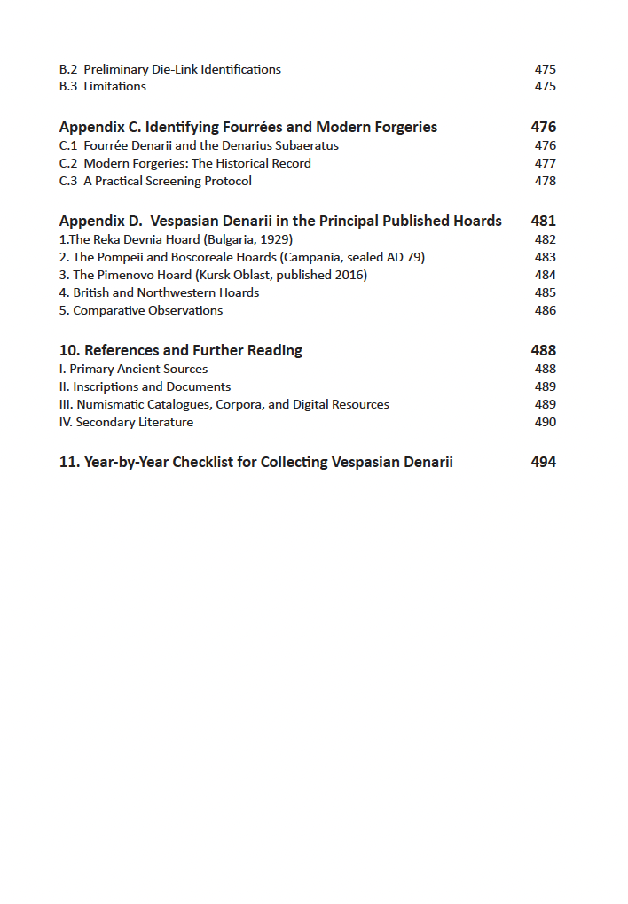 Table of contents, page 3: Appendices C and D, References and Further Reading, and the Year-by-Year Checklist.